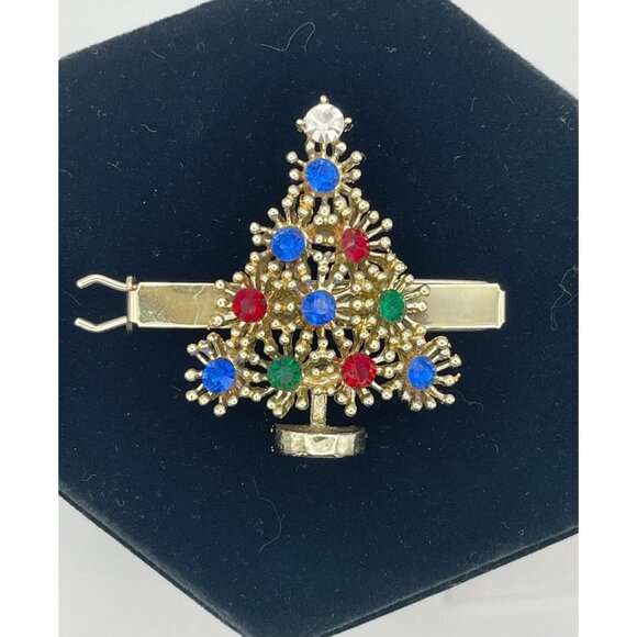 Hair Accessory Barrette Christmas Tree Gold Red Blue Colors - Picture 8 of 9